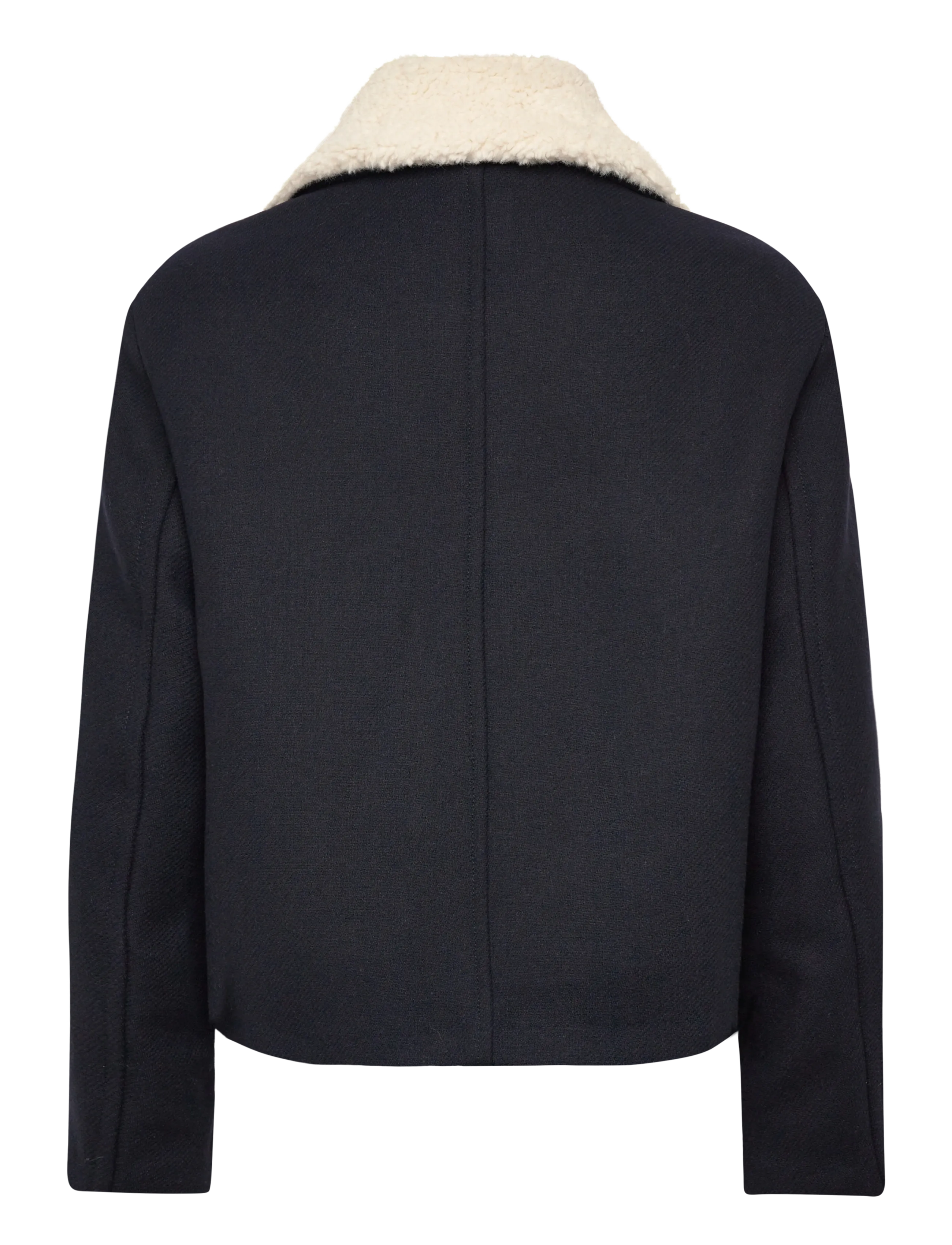 Mango - Wool-blend jacket with shearling-blend collar - wolljacken - navy - 2