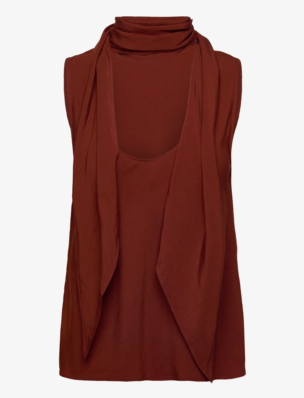 Mango - Blouse with foulard neckline - Ärmellose blusen - rust - copper - 0