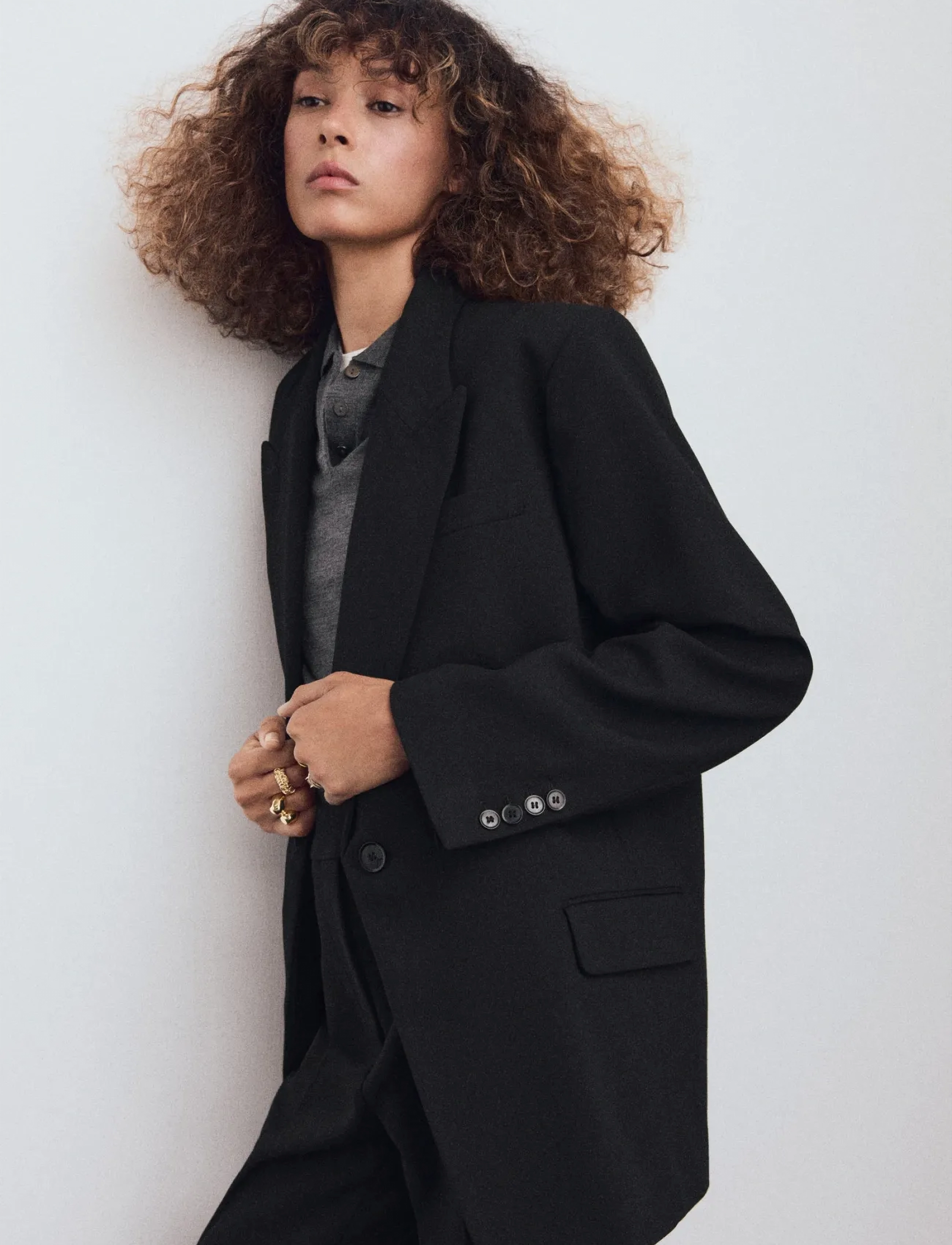Mango Suit Blazer With Flap Pockets, L, Blazer, Schwarz - Single Breasted Frauen