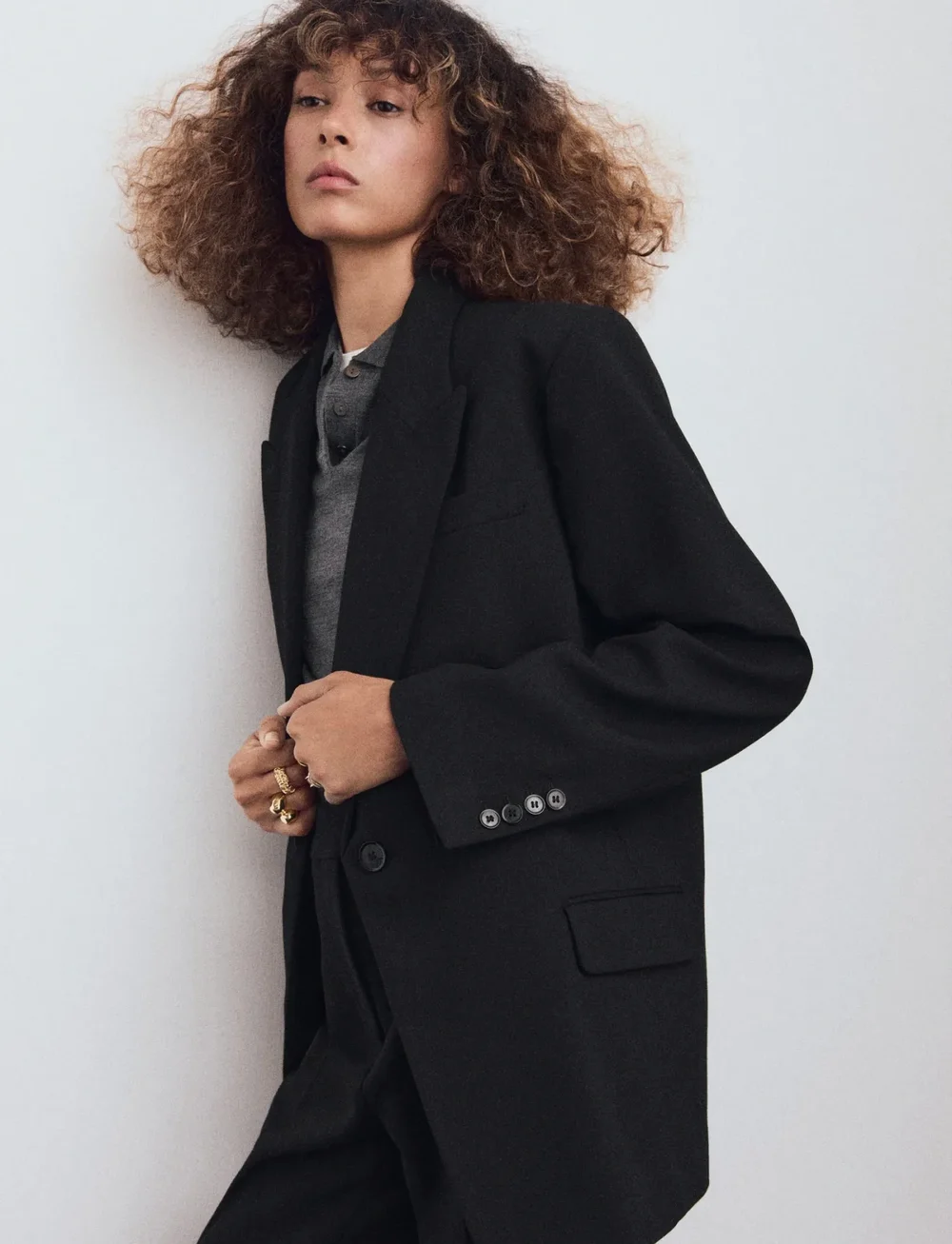 Mango - Suit blazer with flap pockets - enkeltradede blazere - black - 0