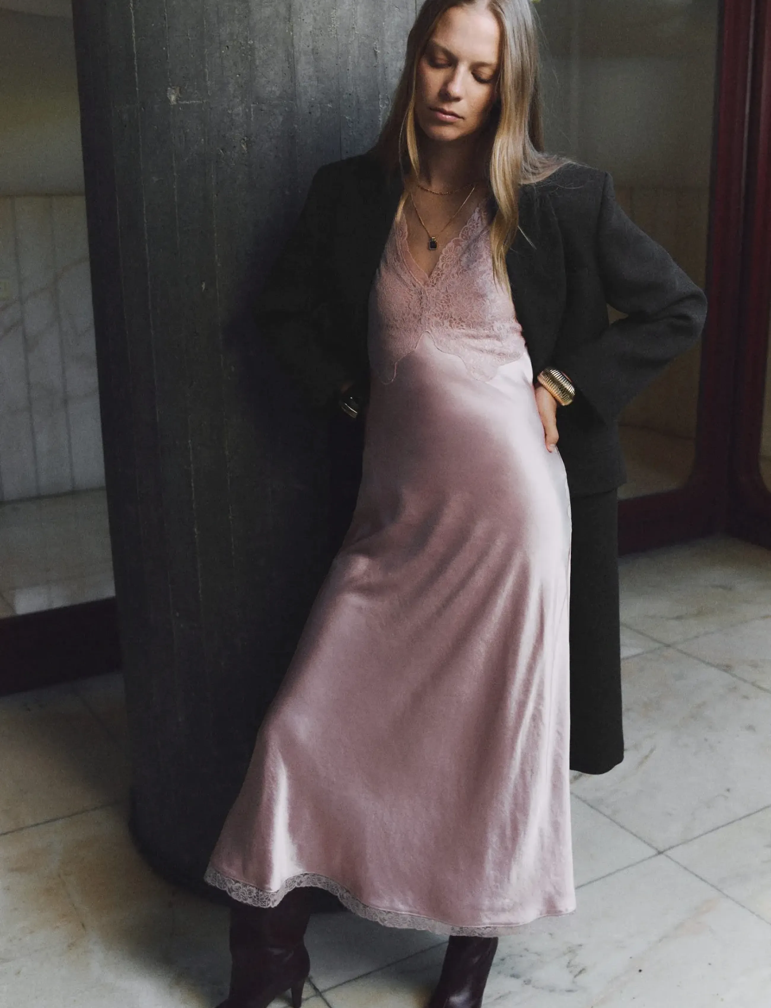 Mango Satin Camisole Dress, S, Pink, Kjoler > Blondekjoler, Dame