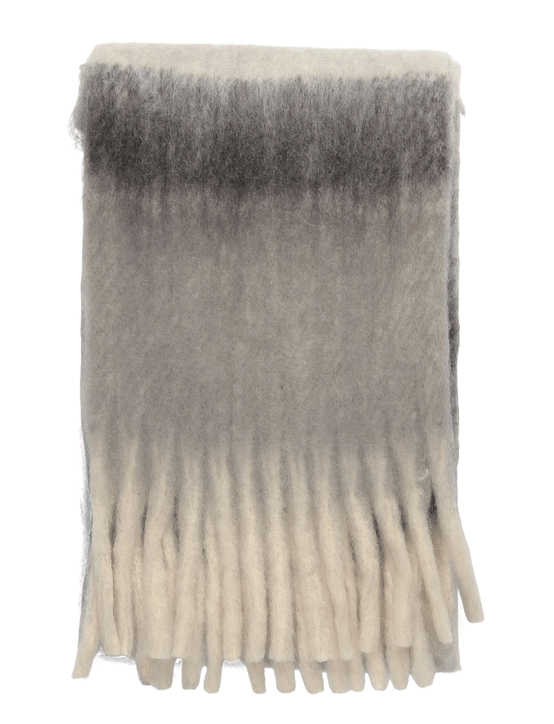 Mango - Striped scarf with tasselled ends - halsdukar - grey - 2