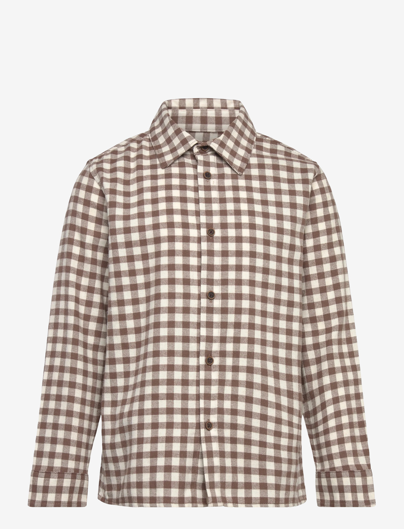 Mango - Checked print shirt - langærmede skjorter - brown - 1