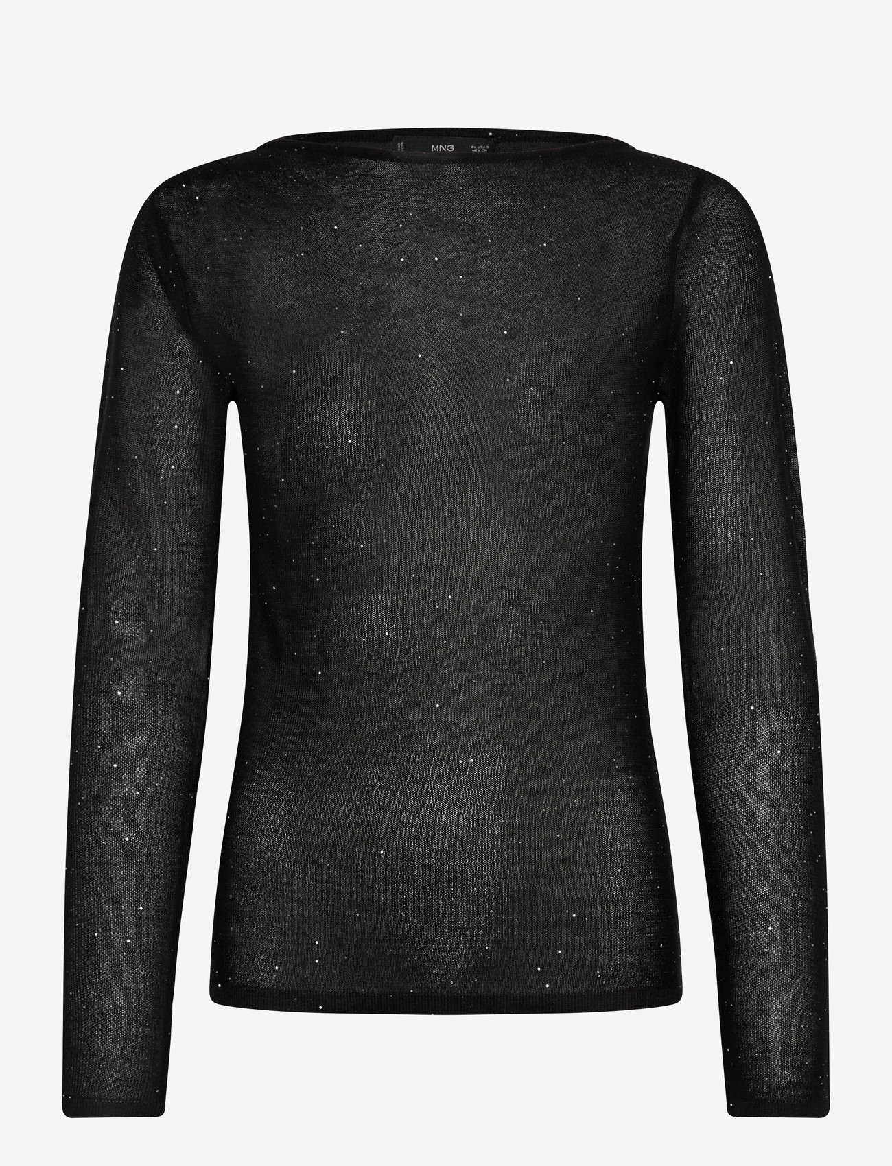 Mango - Shiny boat-neck top - black - 1