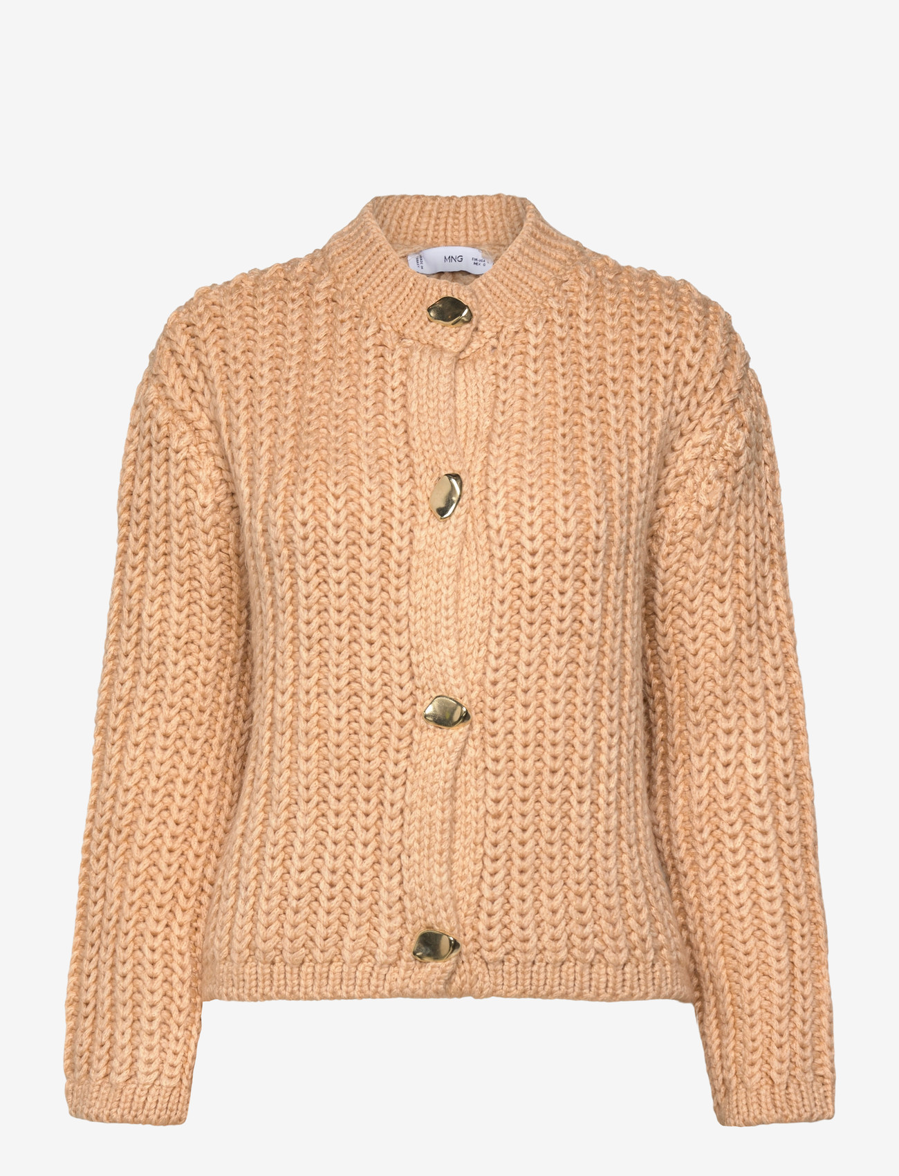 Mango - Chunky-knit cardigan with jewel buttons - cardigans - light beige - 0