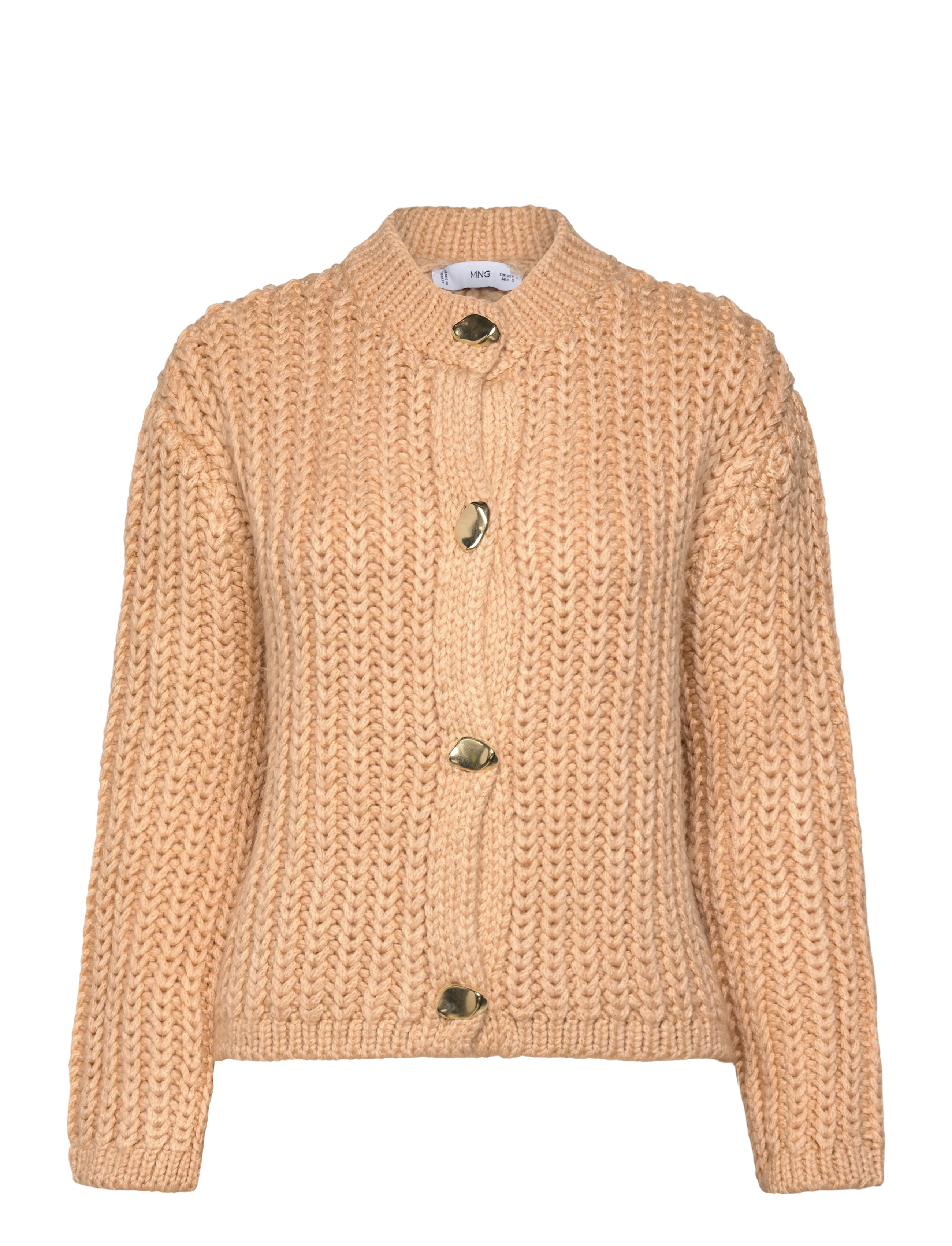 Chunky-knit cardigan with jewel buttons - LIGHT BEIGE