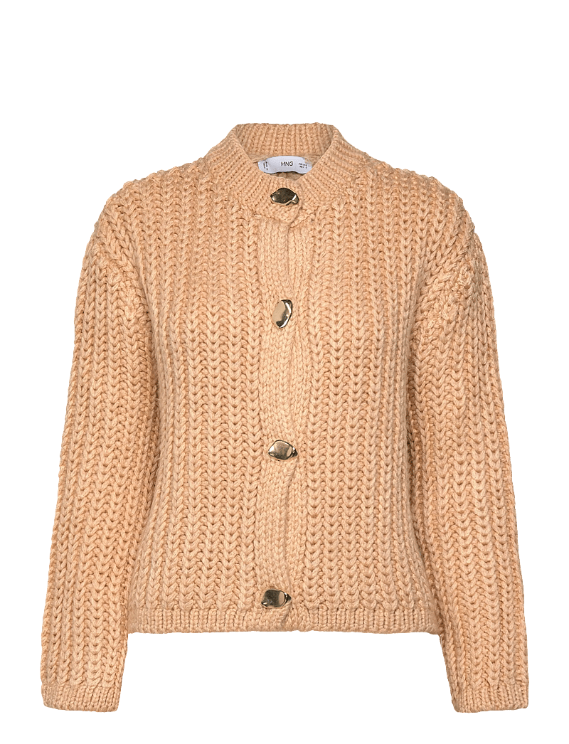 Mango - Chunky-knit cardigan with jewel buttons - cardigans - light beige - 0