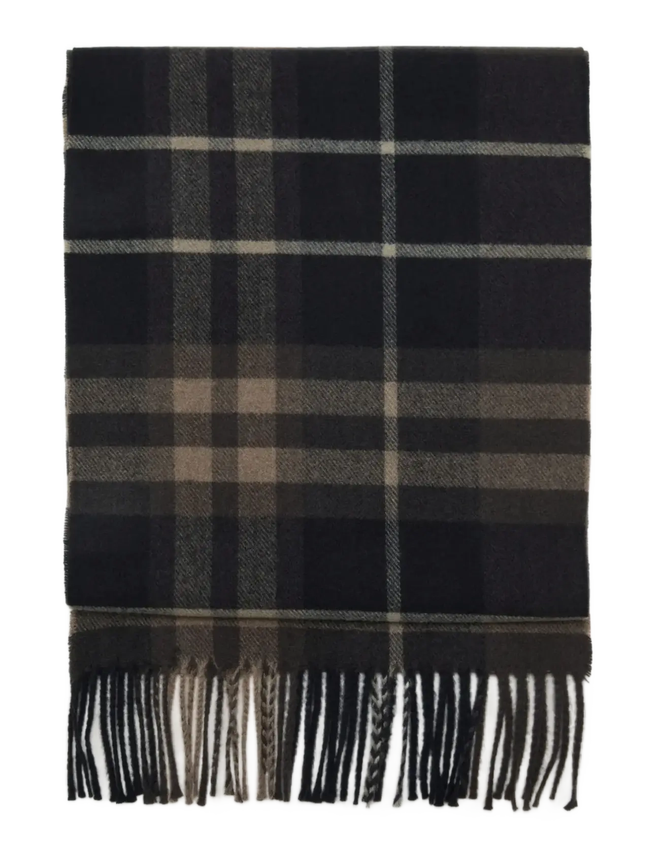 Mango Check fringed scarf - Tørklæder - NAVY / black