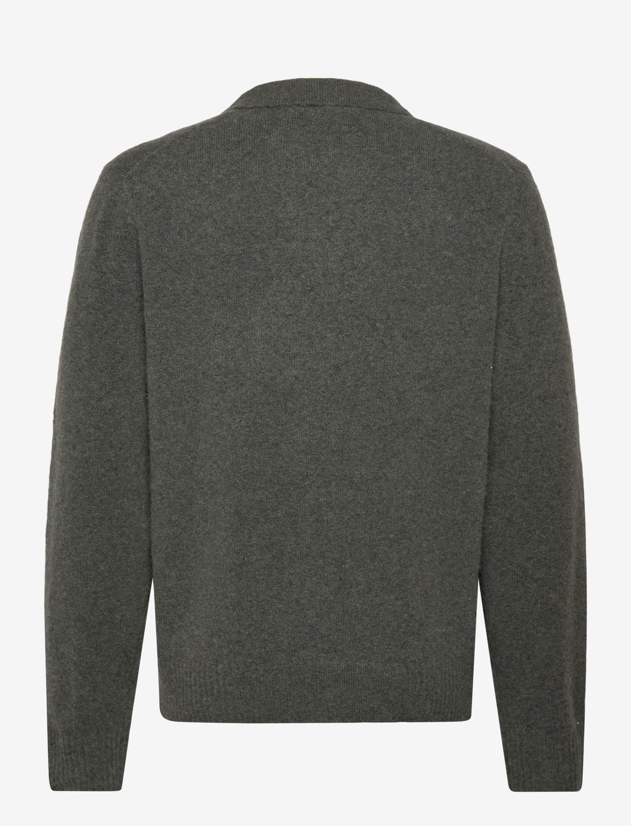 Mango - Knitted wool blend polo sweater - dark green - 2