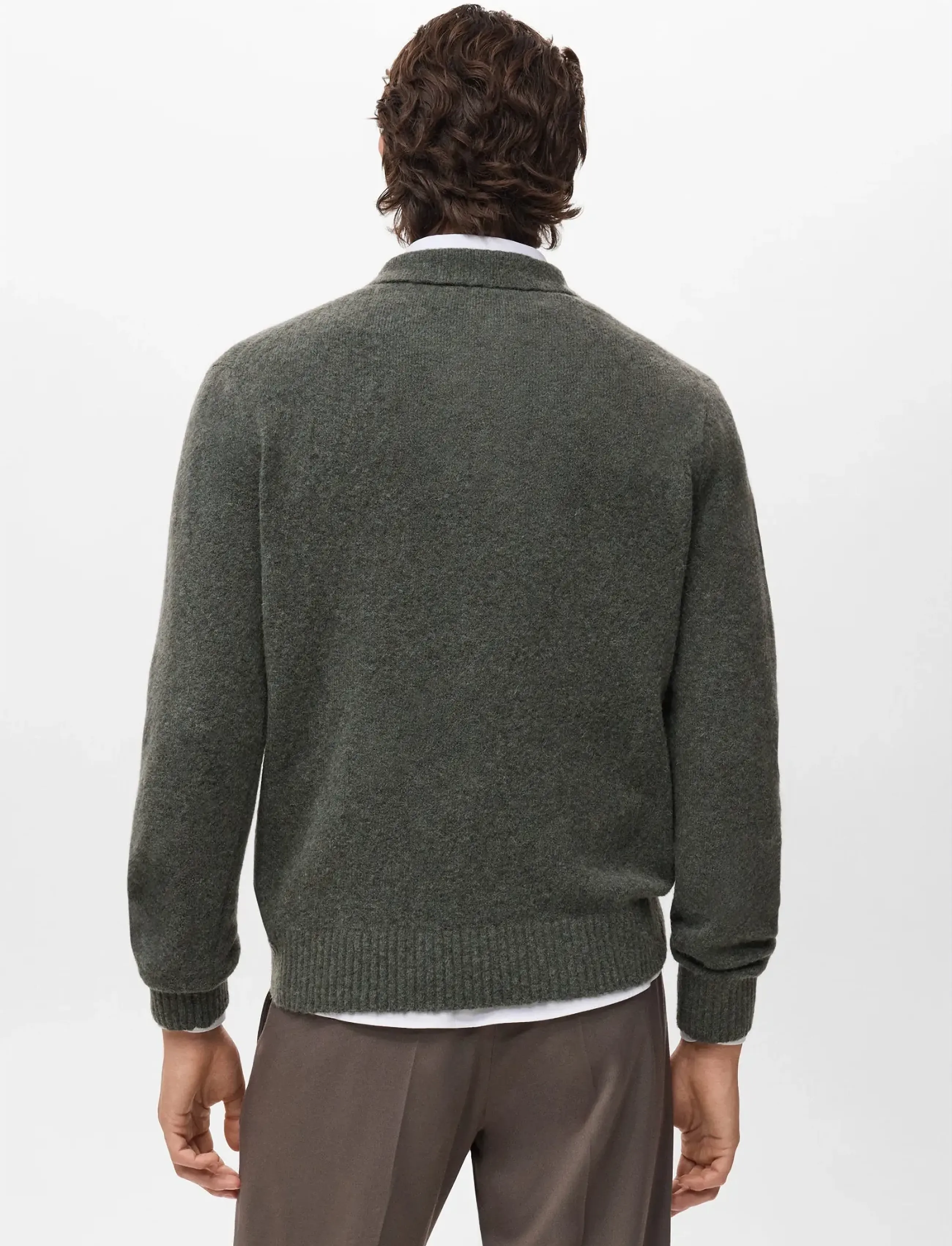 Mango - Knitted wool blend polo sweater - neulotut poolot - dark green - 3