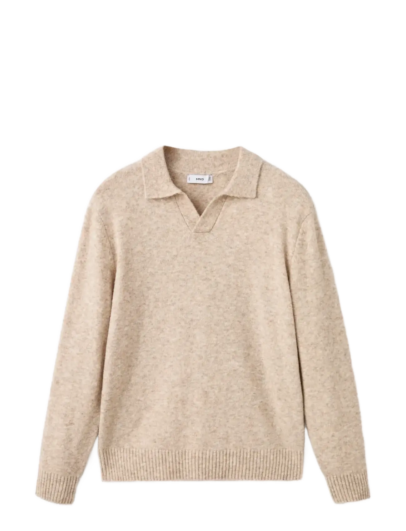 Mango Knitted wool blend polo sweater - Erbjudanden - LT PASTEL BROWN / beige