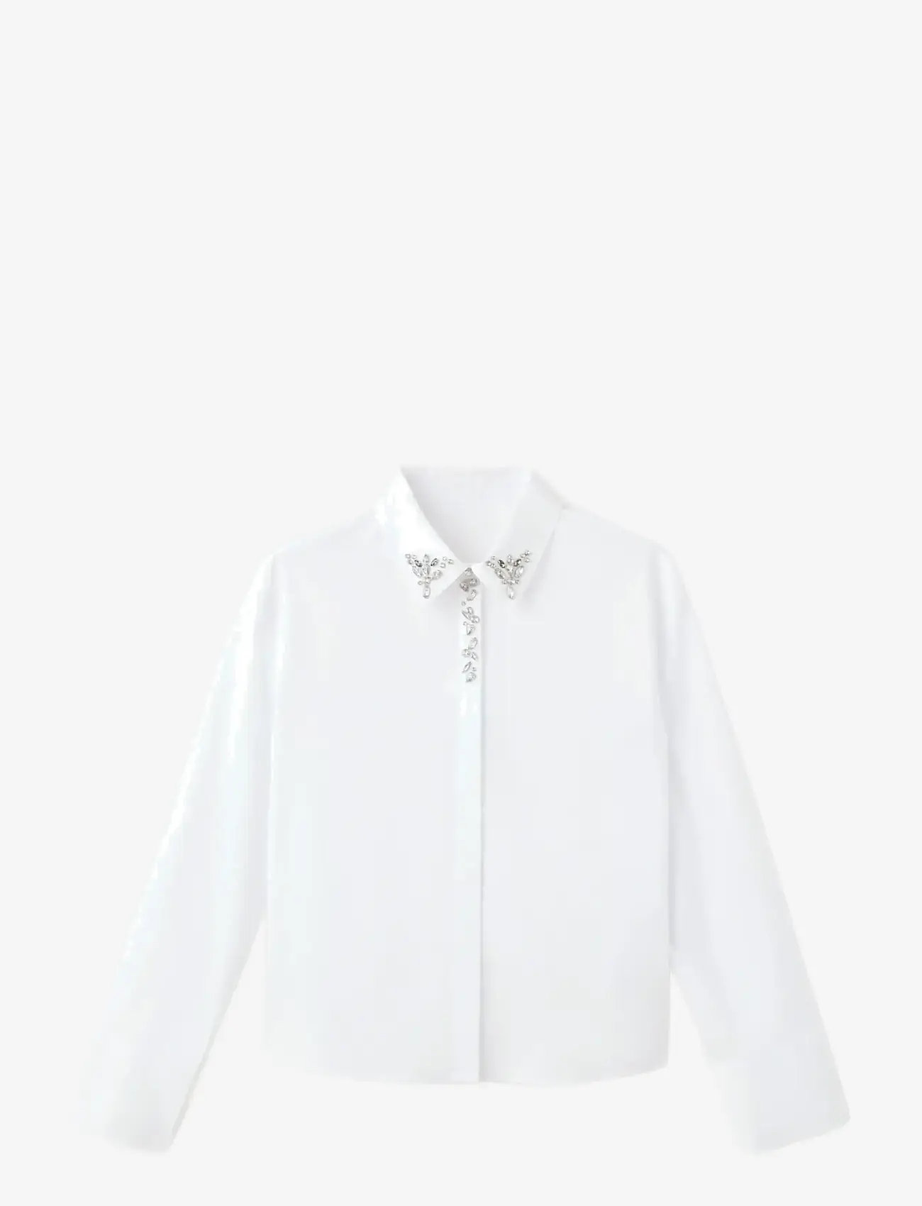 Mango - Crystal detail shirt - langærmede bluser - natural white - 0
