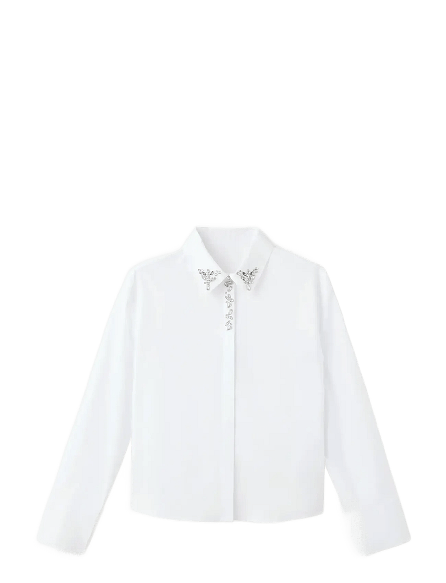 Mango - Crystal detail shirt - langermede skjorter - natural white - 1