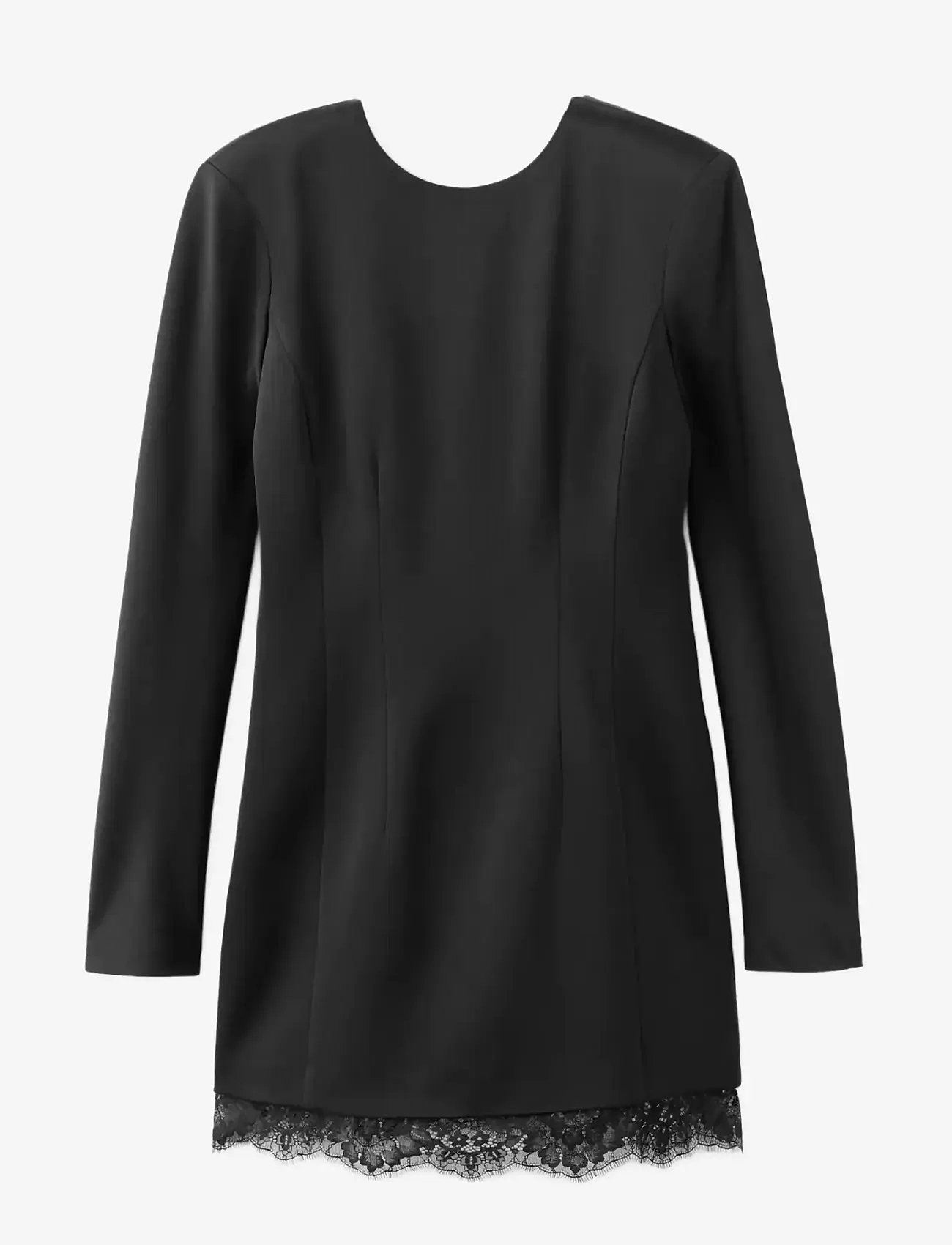 Mango - Open-back dress with lace trim hem - partykleider - black - 1