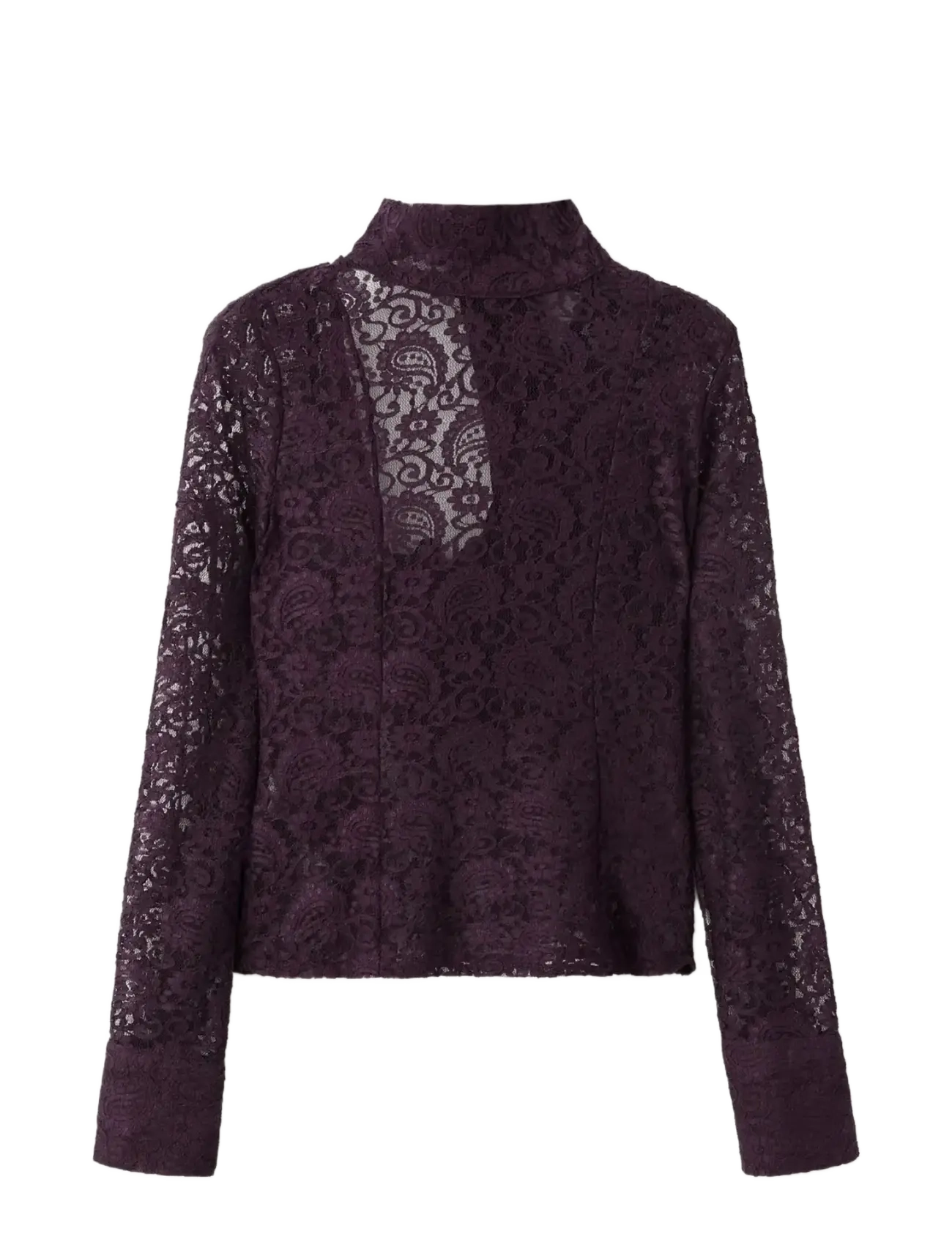 Lace shirt with scarf - DARK RED