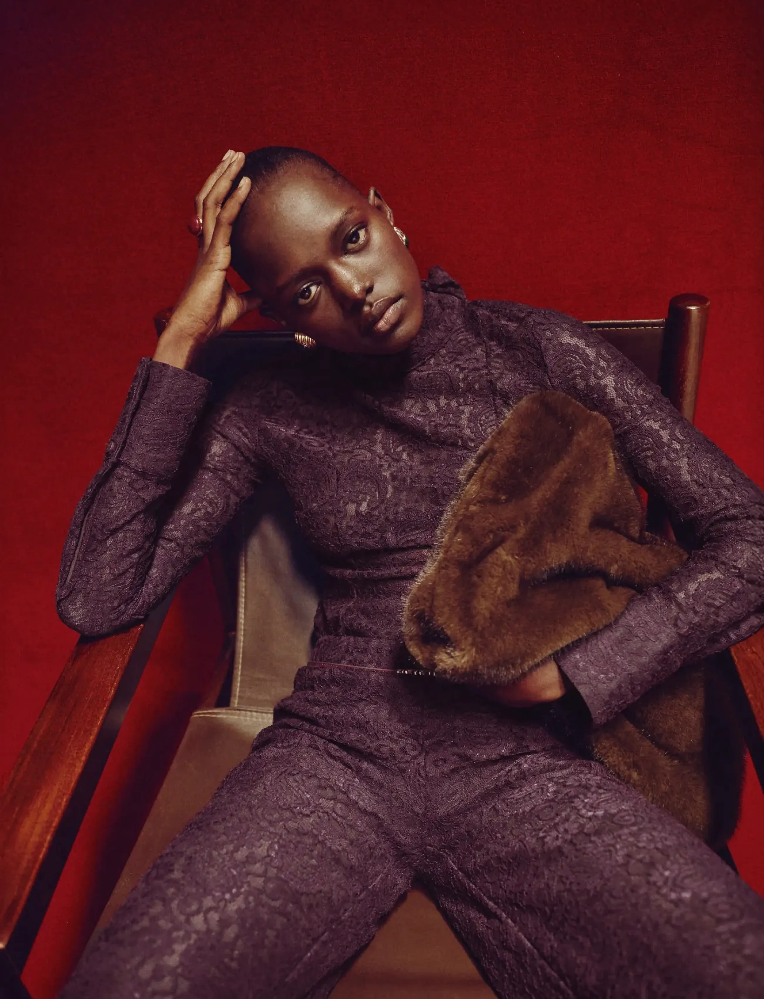 Mango Lace shirt with scarf - Bluser - DARK RED / burgundy