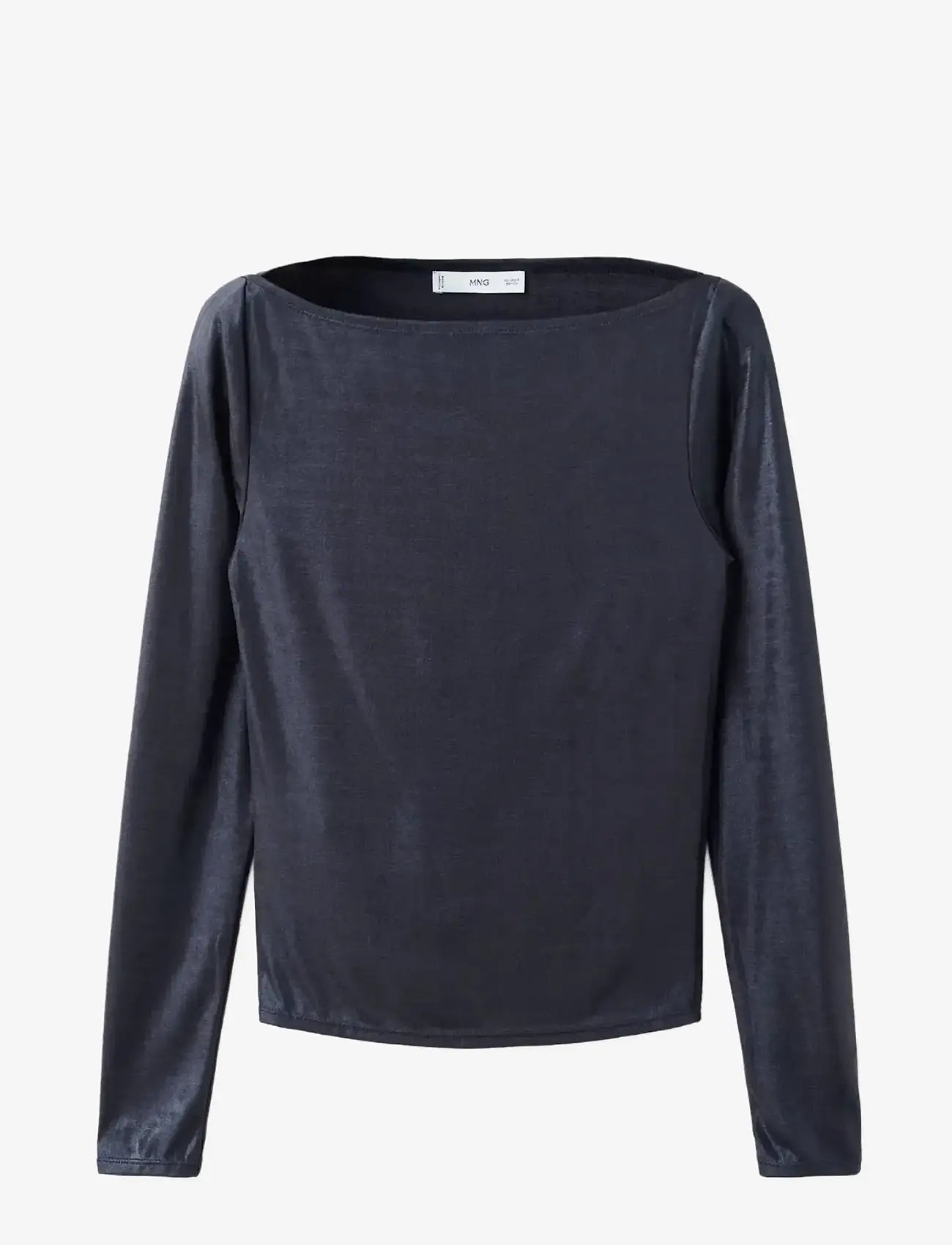 Mango - Metallic boat-neck top - långärmade toppar - navy - 1