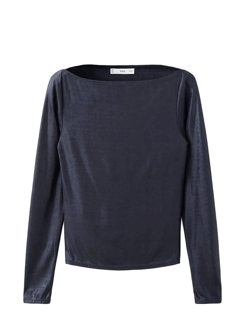 Mango - Metallic boat-neck top - långärmade toppar - navy - 1