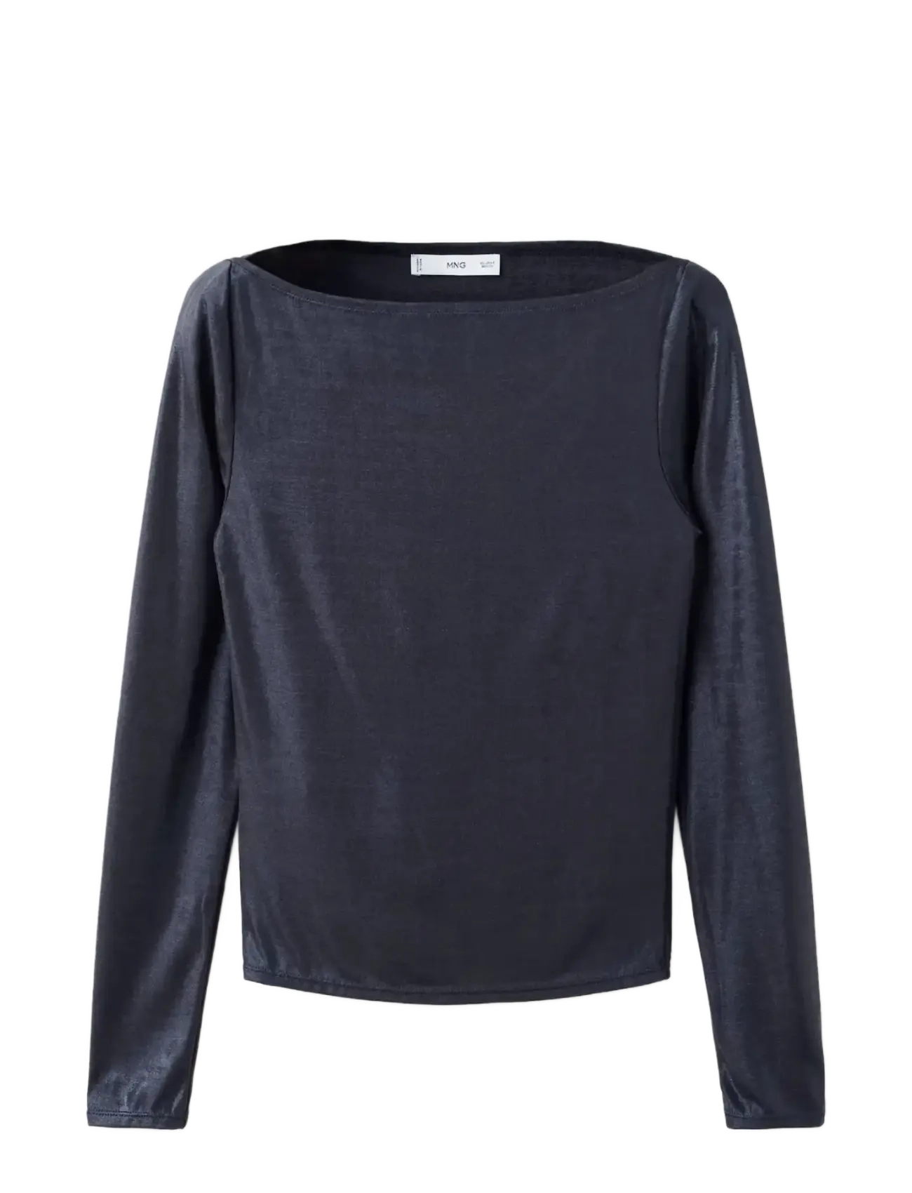 Mango Metallic boat-neck top - Tøj - NAVY / navy