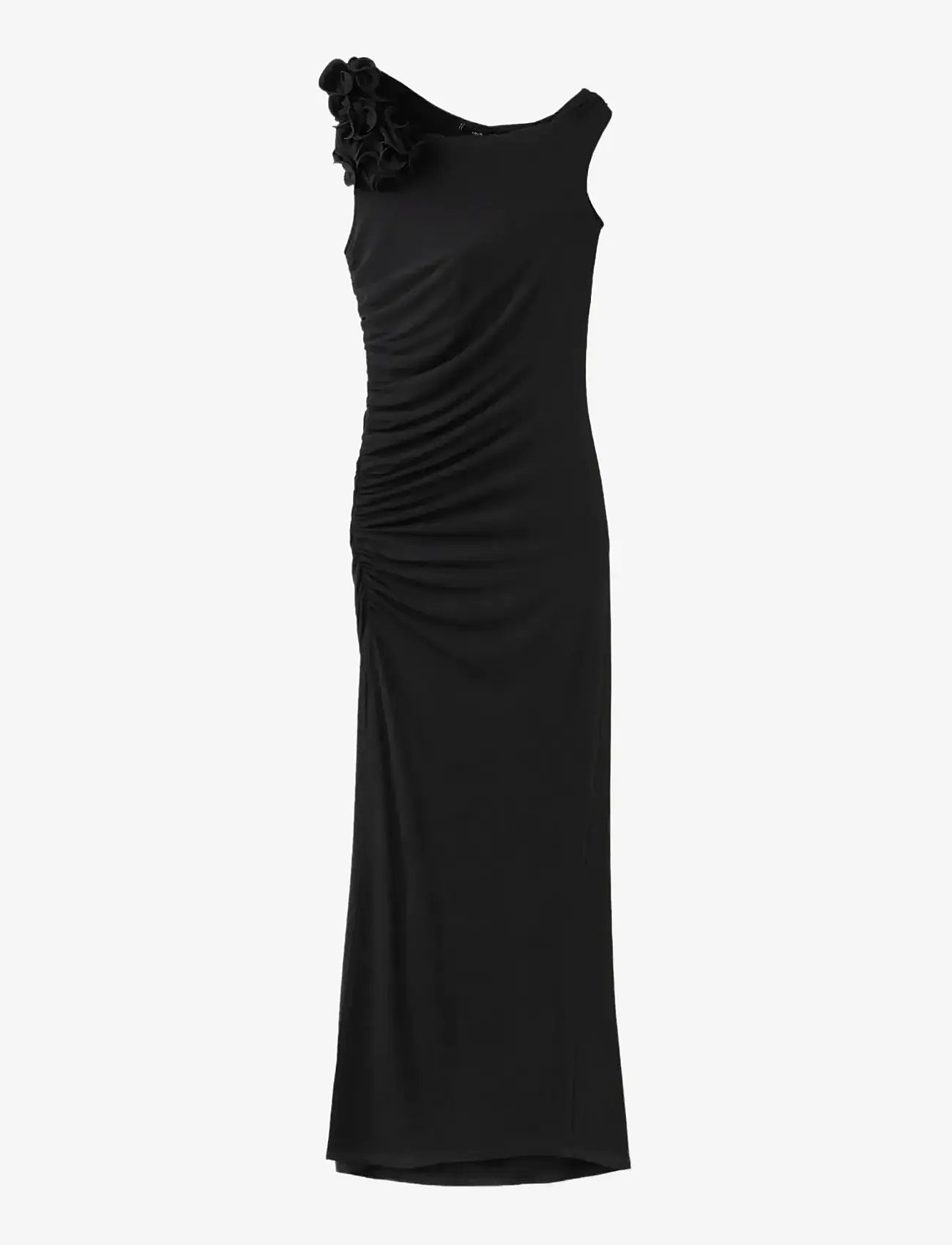 Mango - Fine-knit dress with frill embellishments - partykleider - black - 1