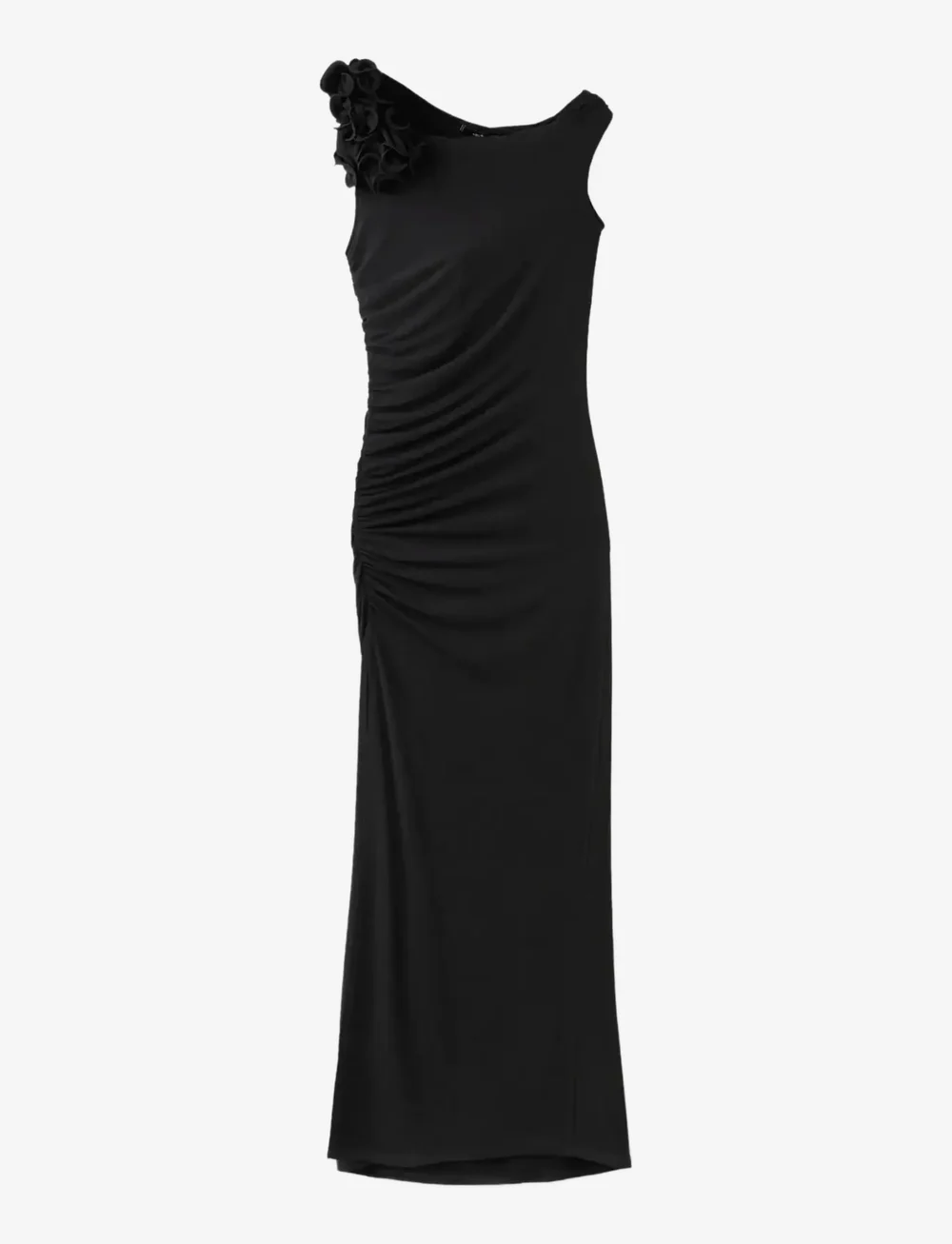 Mango - Fine-knit dress with frill embellishments - festklänningar - black - 1