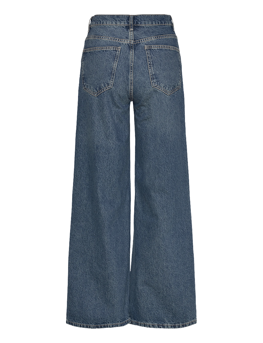 Mango - Wide leg mid-rise jeans with a crossover waistband - vida jeans - open blue - 2