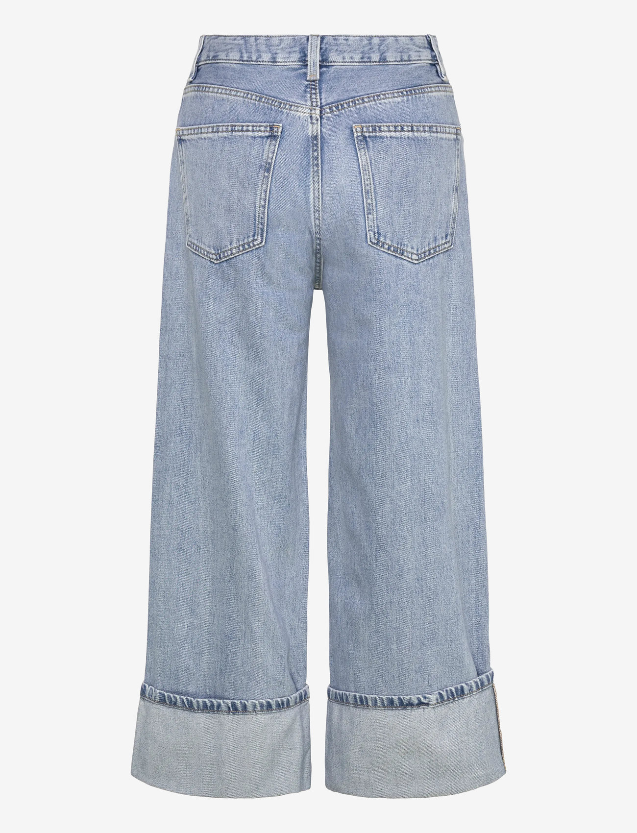 Mango - Wide-leg cropped jeans with rolled-up hem - laveste priser - open blue - 1