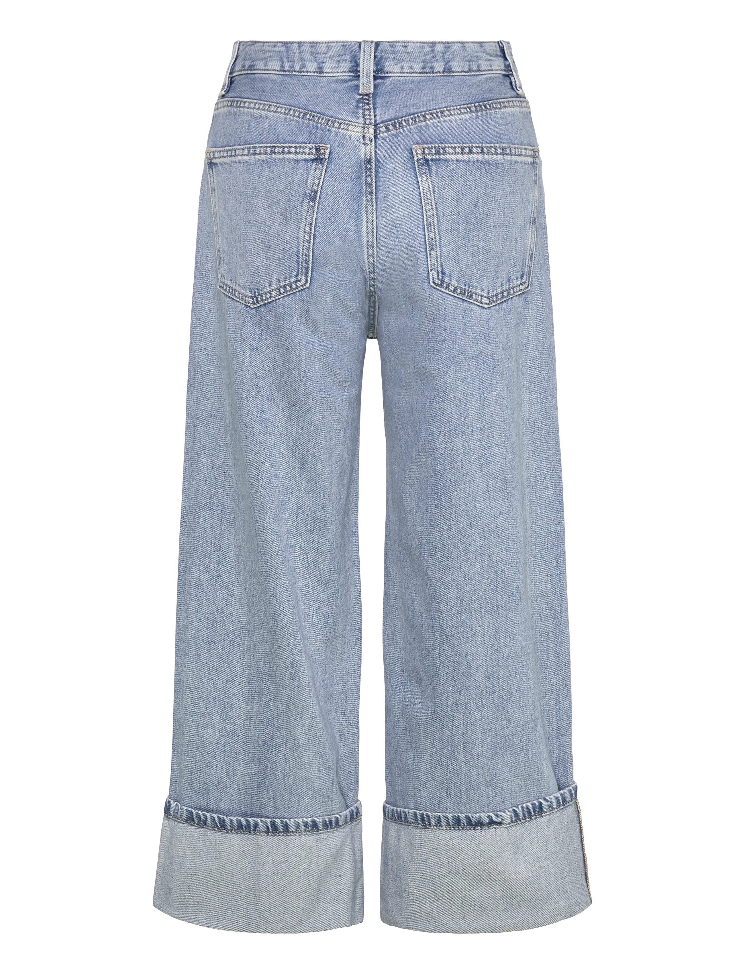 Mango - Wide leg cropped jeans with rolled-up hem - tapered jeans - open blue - 2