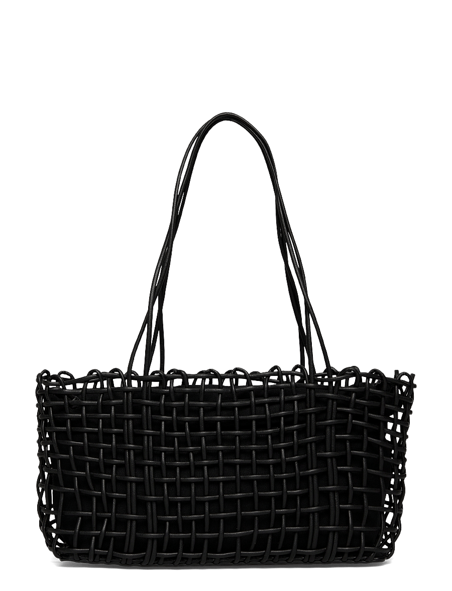 Mango - Medium braided shoulder bag - tote bags - black - 1