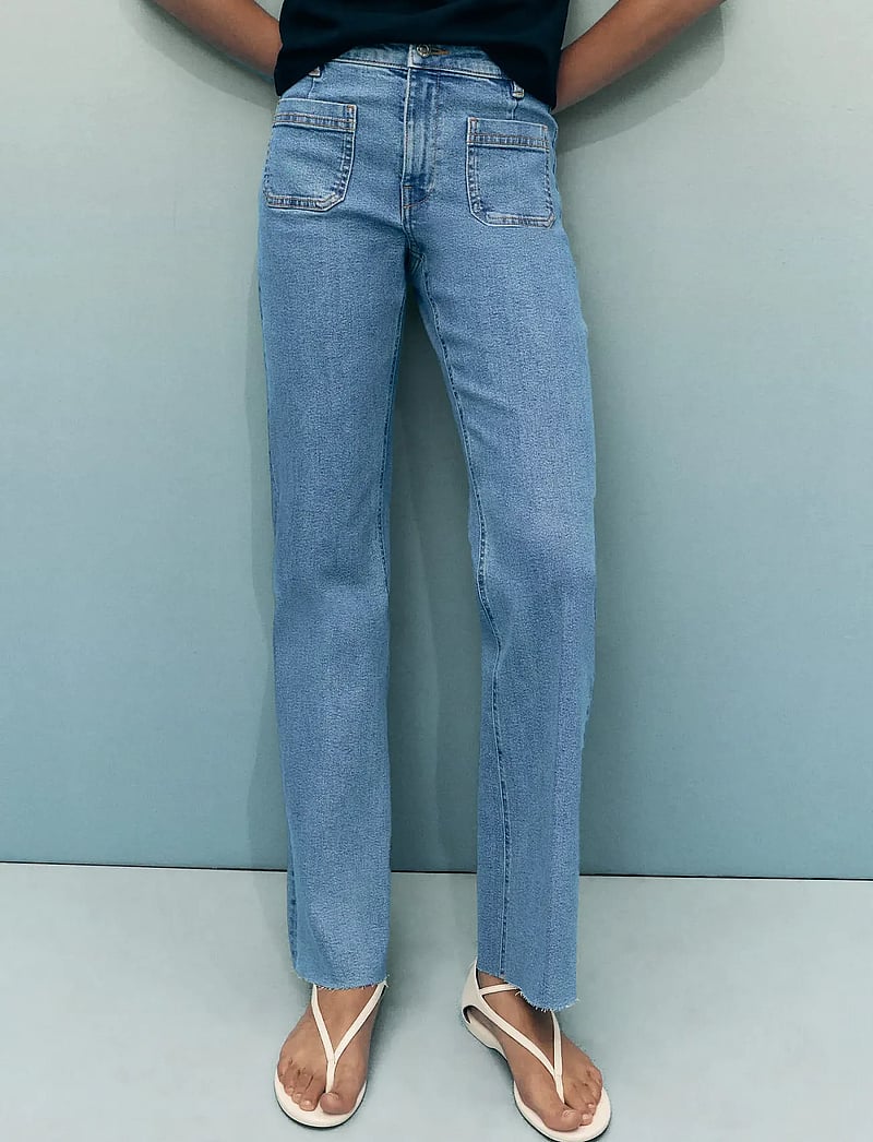Mango - Flared cropped jeans with pockets - schlaghosen - open blue - 0