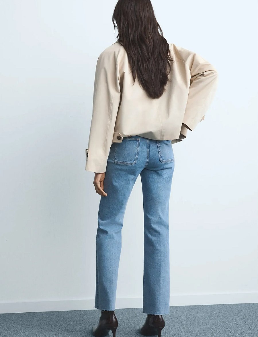 Mango - Flared cropped jeans with pockets - open blue - 3