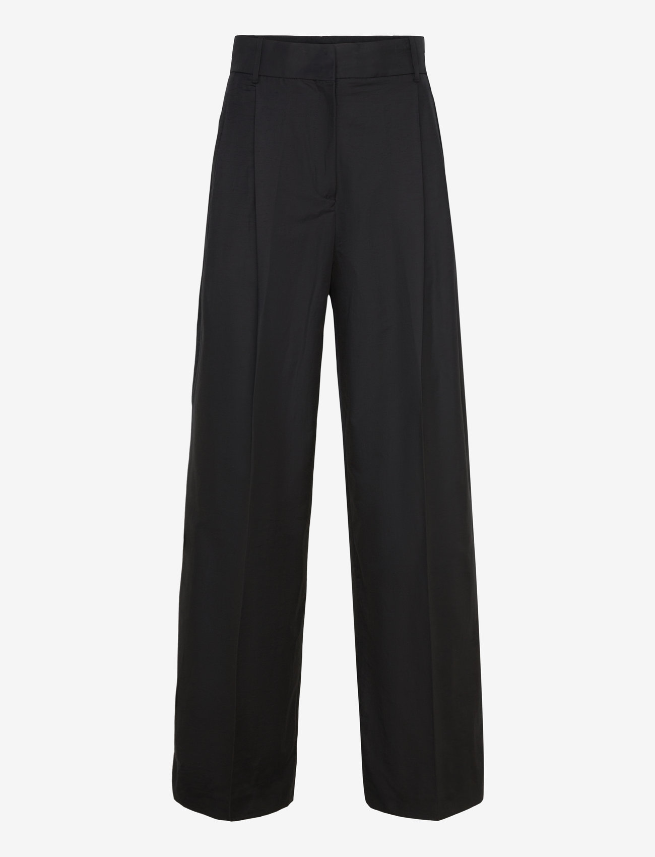 Mango - Straight-leg cotton pleated trousers - pidulikud püksid - black - 0