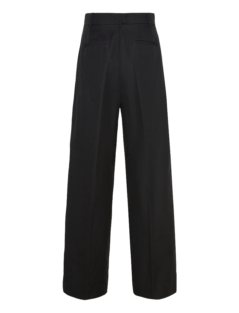 Mango - Straight-leg cotton pleated trousers - black - 2