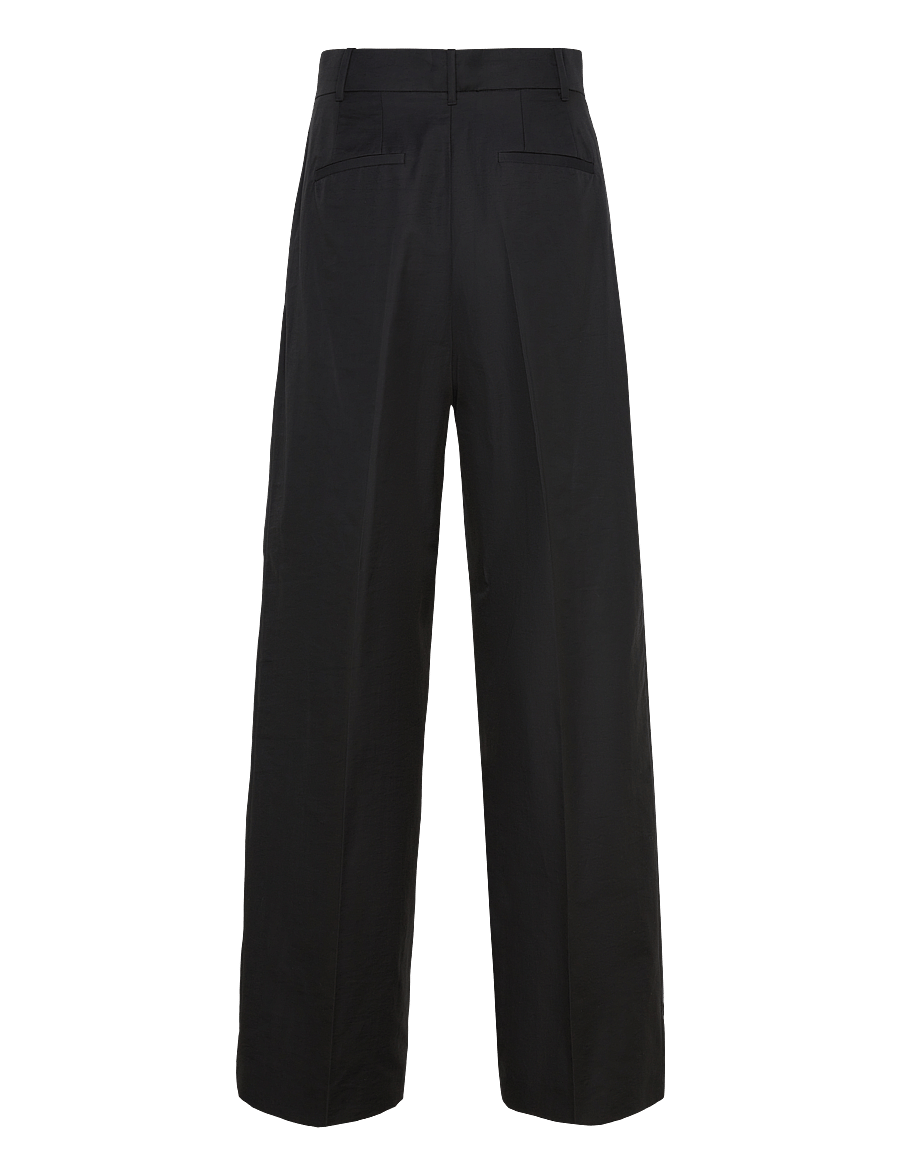 Mango - Straight-leg cotton pleated trousers - kostymbyxor - black - 2