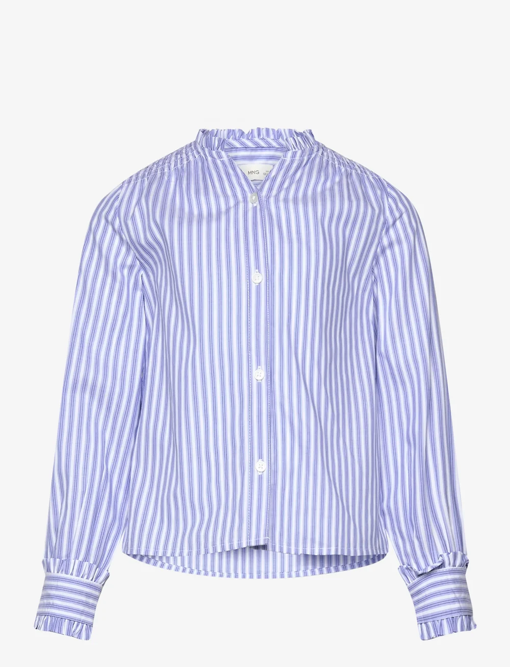Mango - Striped shirt with pleated details - langærmede skjorter - medium blue - 1