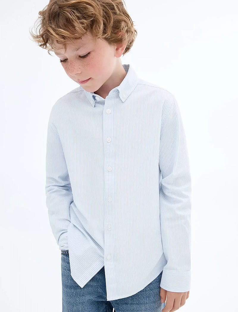 Mango - Striped Oxford shirt - langærmede skjorter - lt-pastel blue - 0