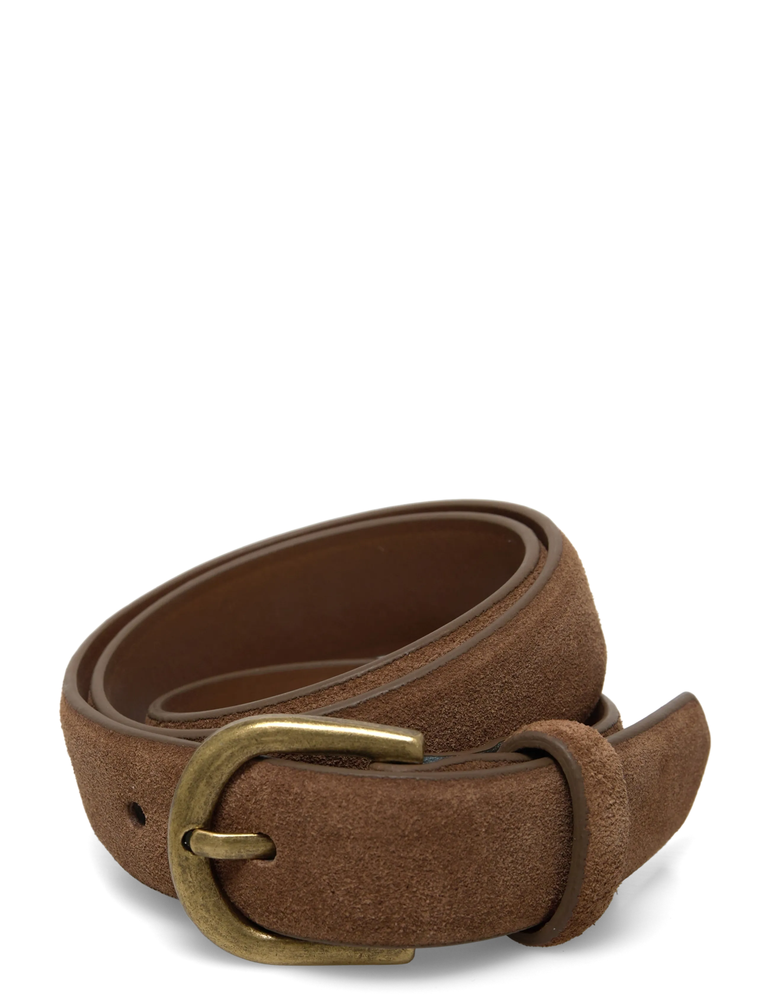 Suede leather belt - BROWN