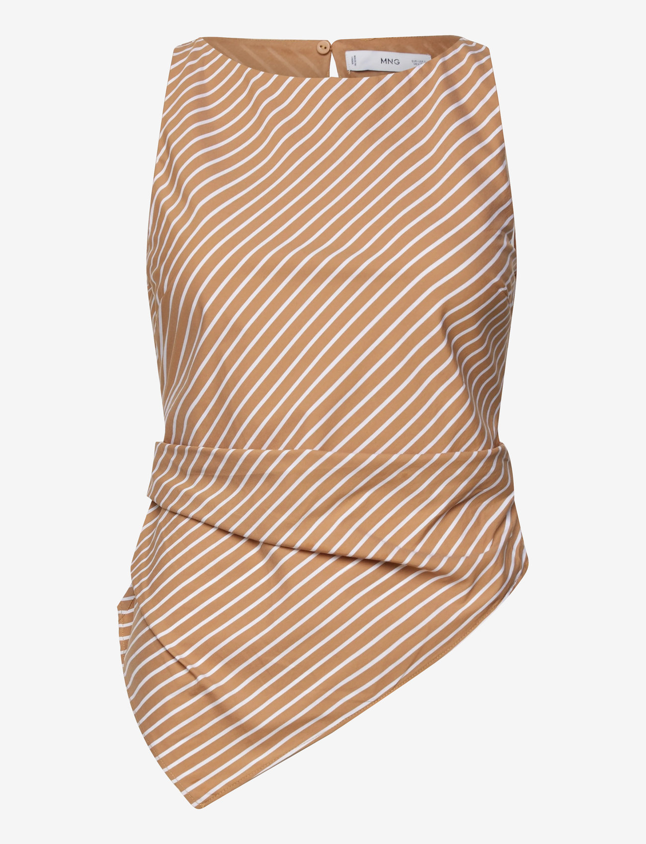 Mango - Asymmetrical striped cotton top - die niedrigsten preise - brown - 0