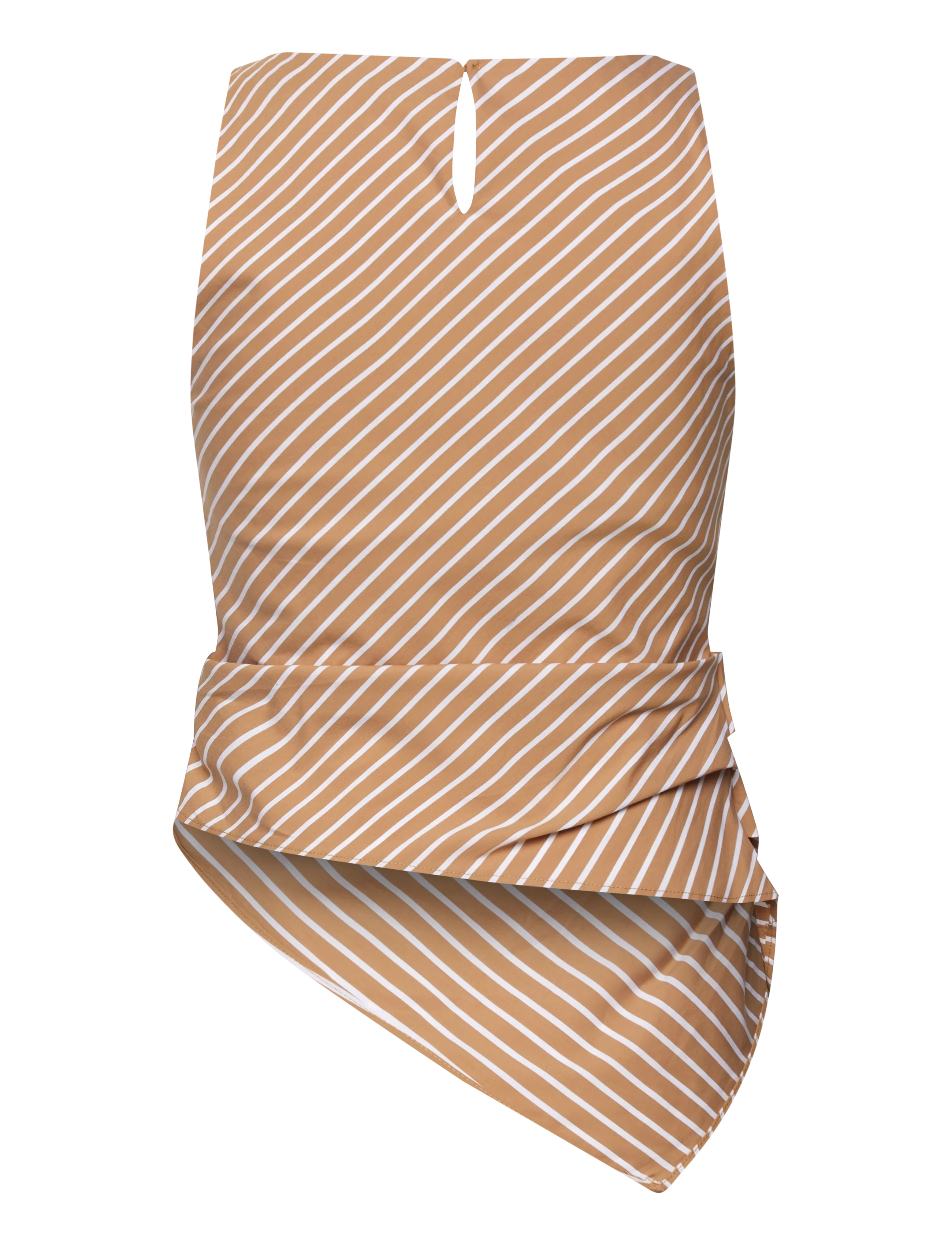 Mango - Asymmetrical striped cotton top - brown - 2