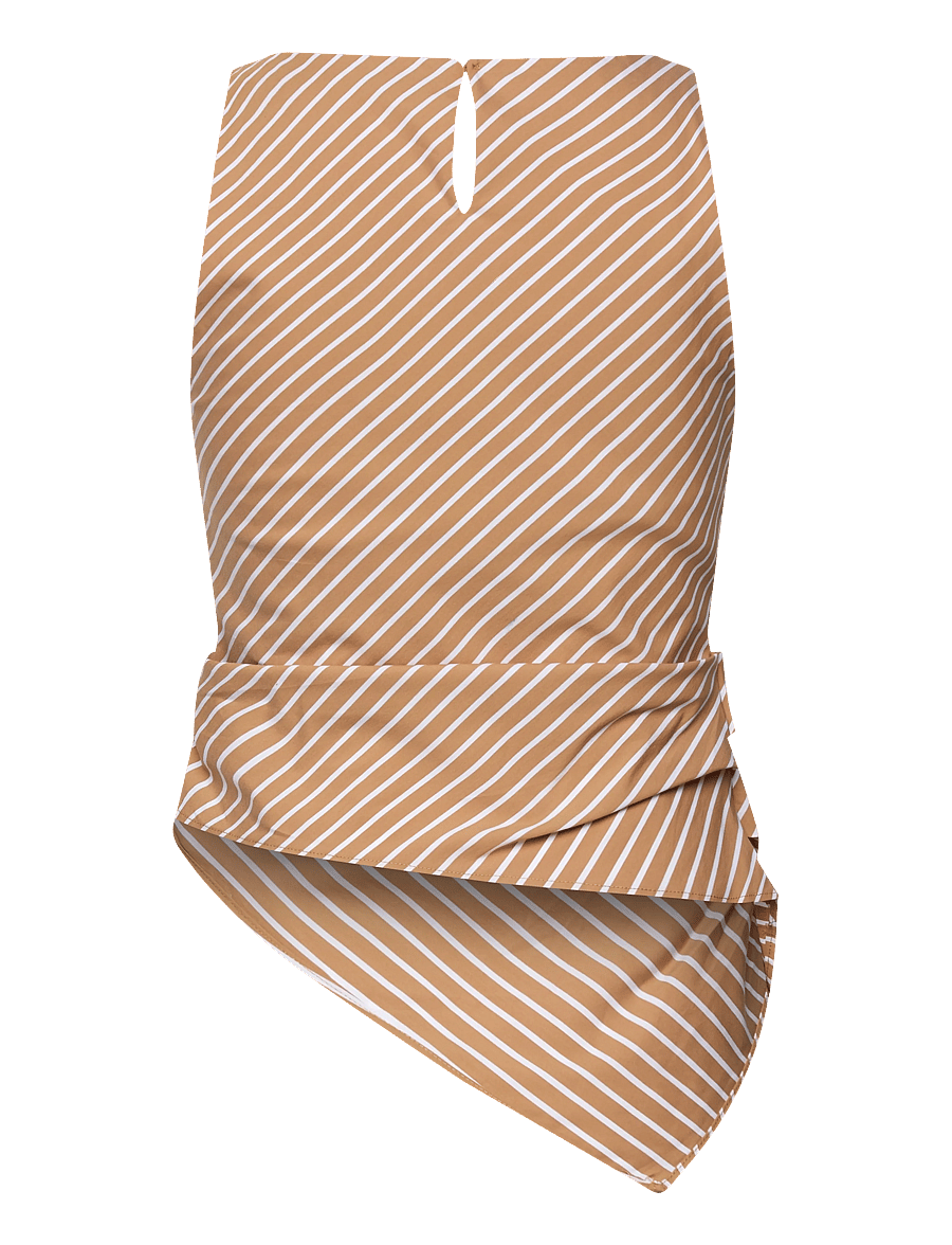 Mango - Asymmetrical striped cotton top - brown - 2