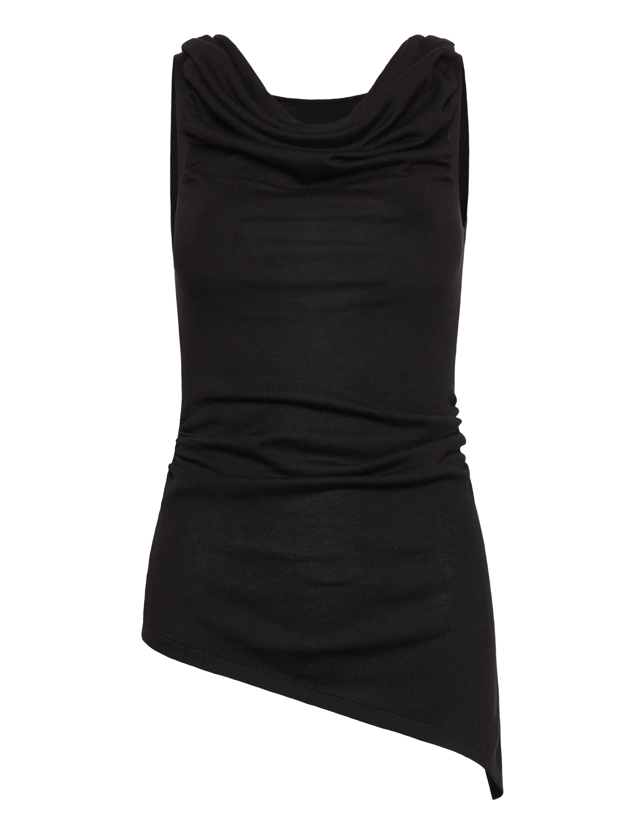 Draped knitted top - BLACK