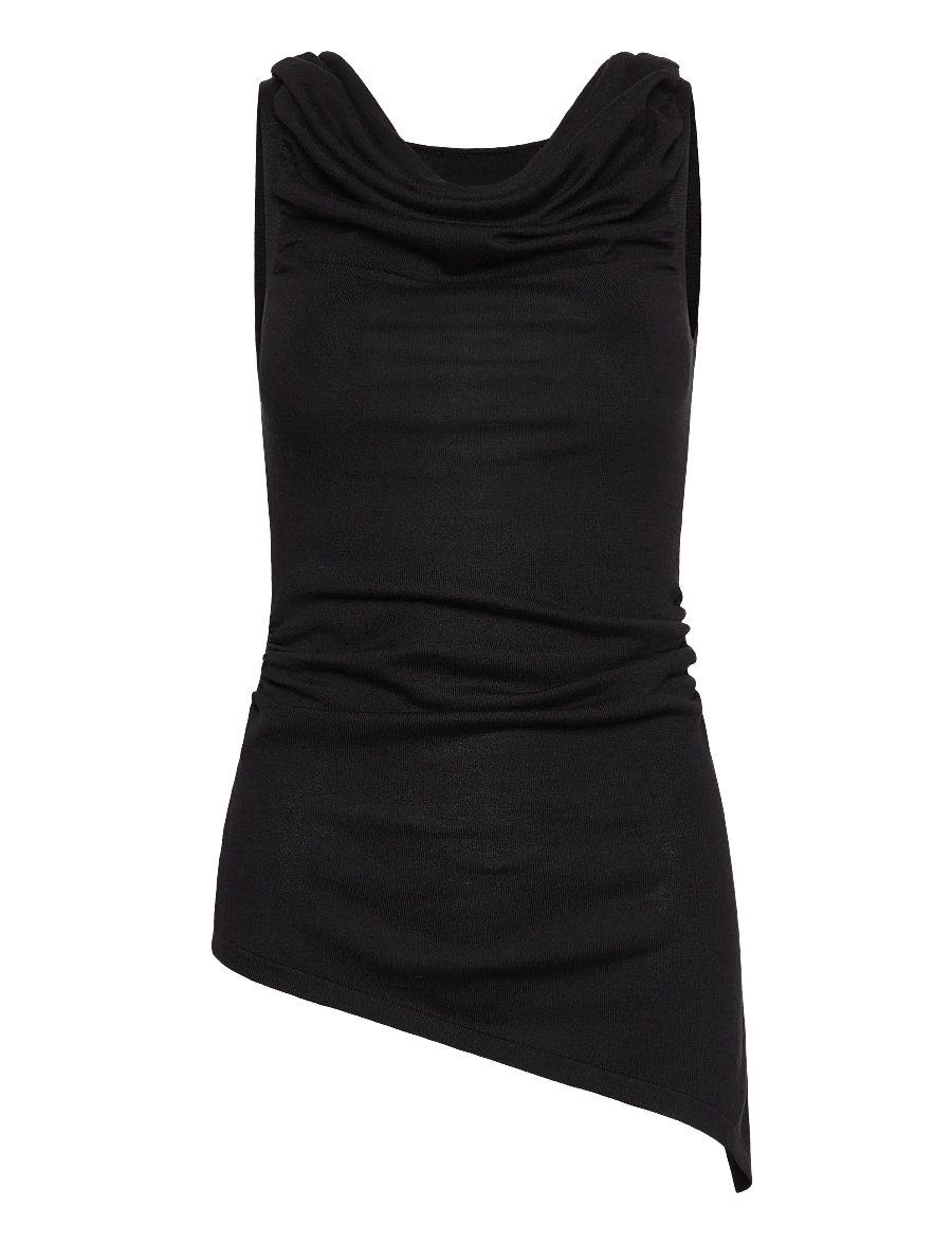 Mango - Draped knitted top - tanktops - black - 1