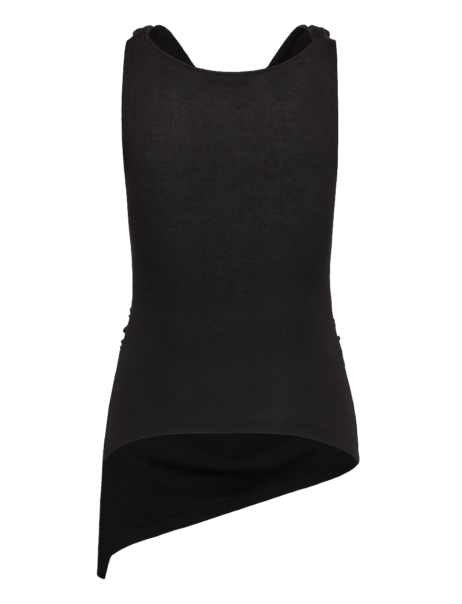 Mango - Draped knitted top - tanktops - black - 2