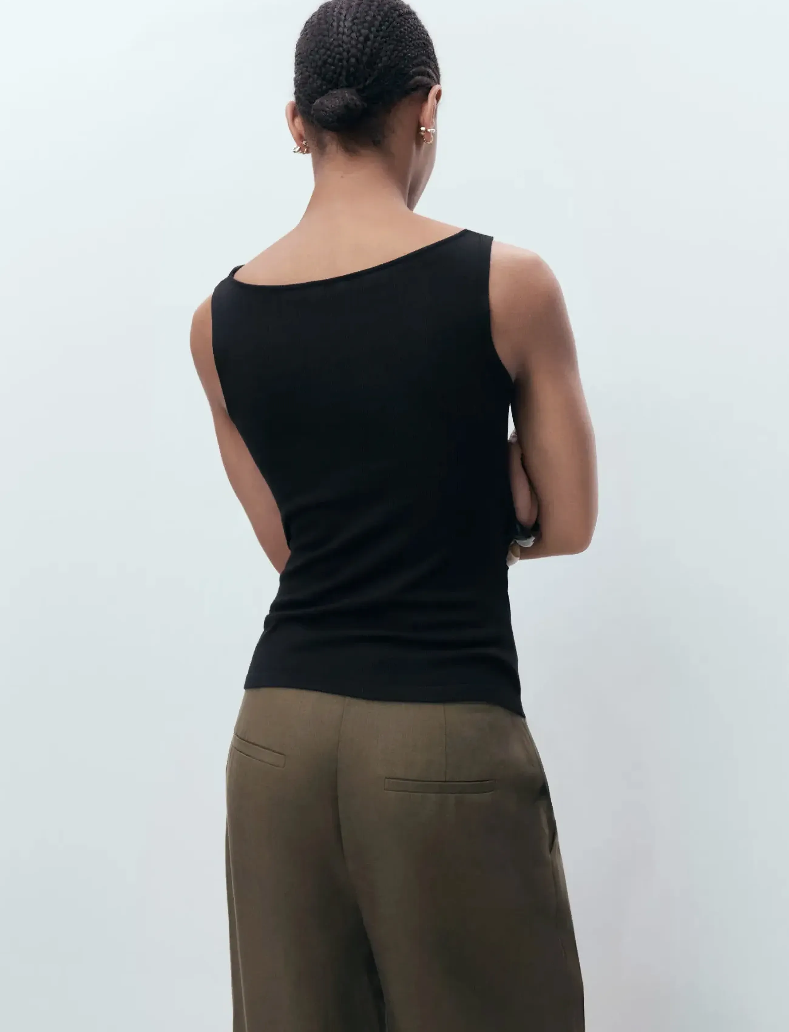 Mango - Draped knitted top - linnen - black - 3