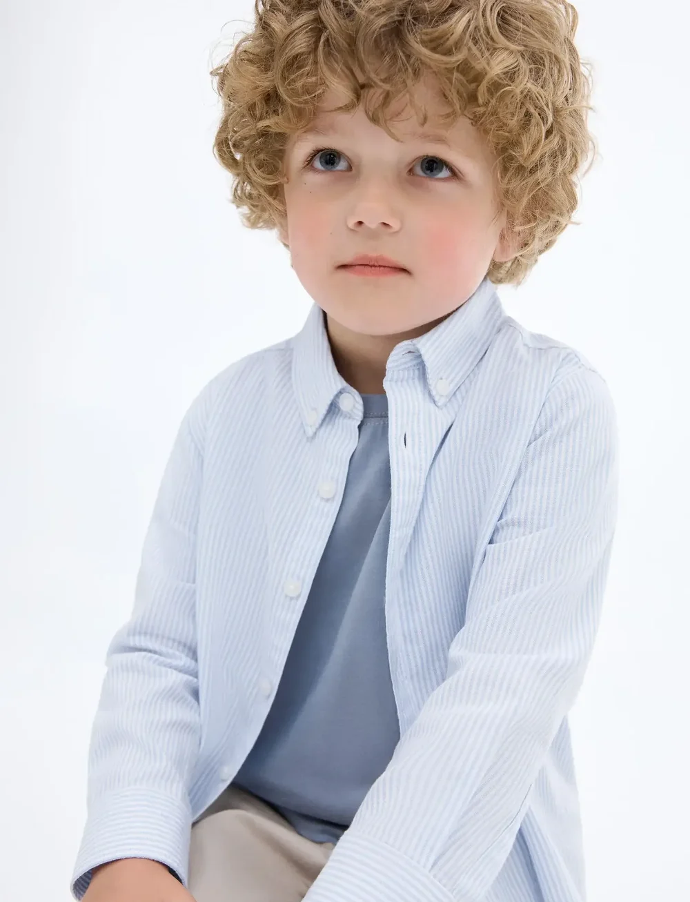 Mango - Striped Oxford shirt - langärmlige hemden - lt-pastel blue - 0