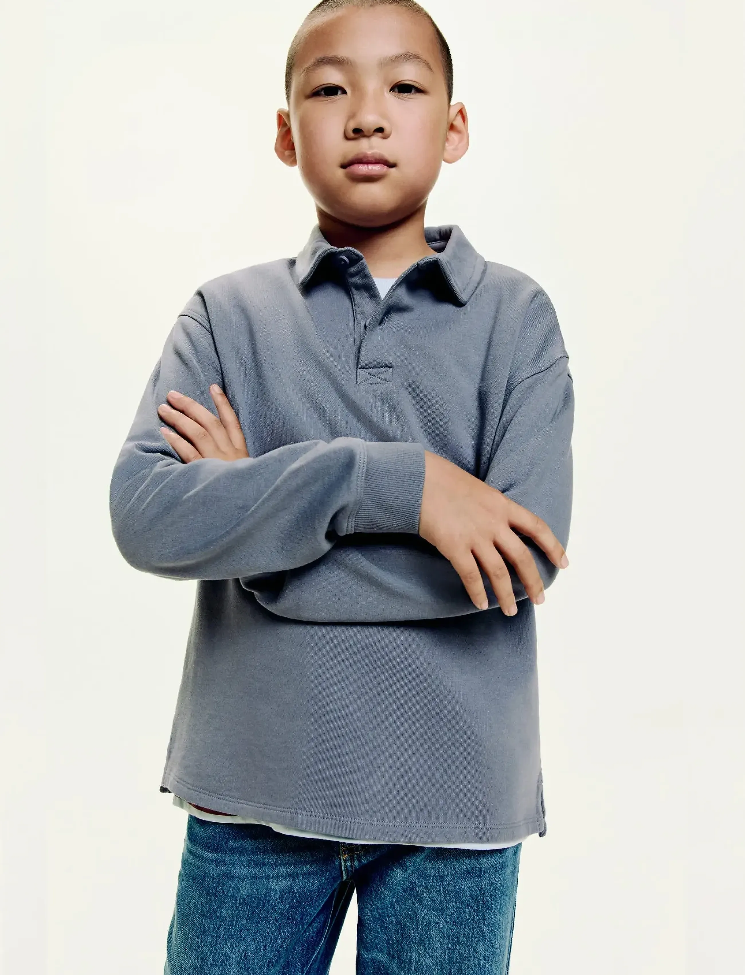 Mango Polo-Neck Sweatshirt, Polo Sweatshirt, Blå, Str: 5-6
