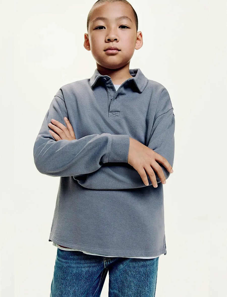 Mango - Polo-neck sweatshirt - langermede poloskjorter - medium blue - 0