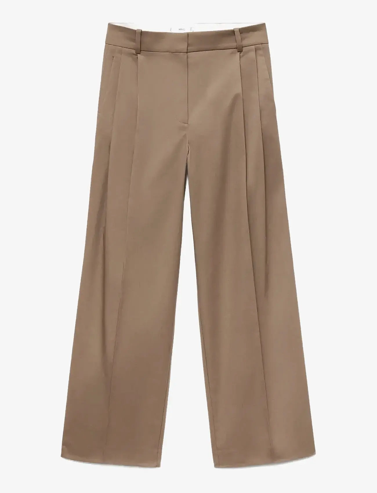 Mango - Straight cotton trousers with pleats - hosen mit weitem bein - light beige - 0