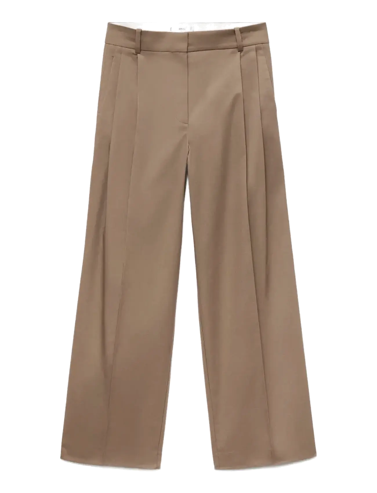 Mango Straight cotton trousers with pleats - Broeken - LIGHT BEIGE / brown