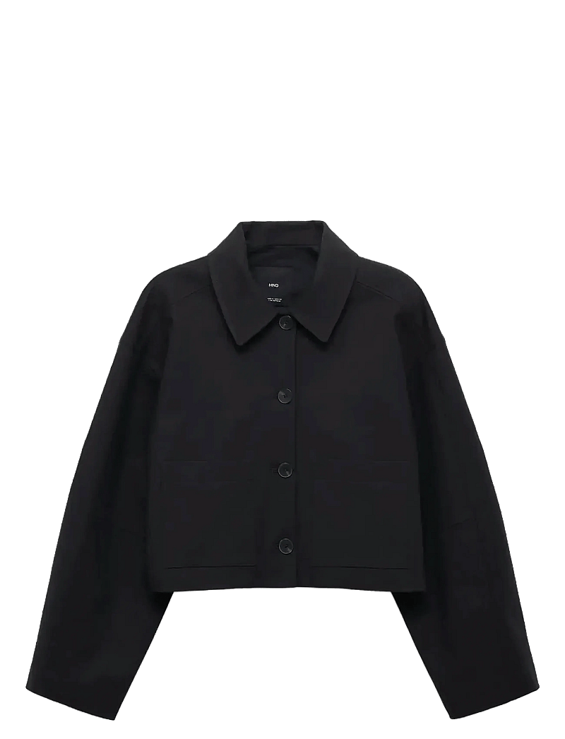Mango - Cropped jacket with pockets - quiltade jackor - black - 1